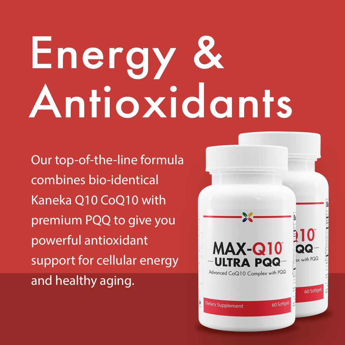 Stop Aging Now MAX-Q10 ULTRA CoQ10 with BioPQQ - 60 Softgels - image 2