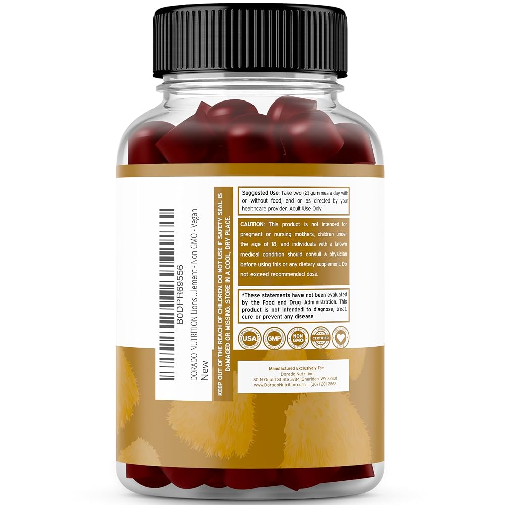 DORADO NUTRITION Lions Mane Mushroom Gummies - 60 Count - image 3