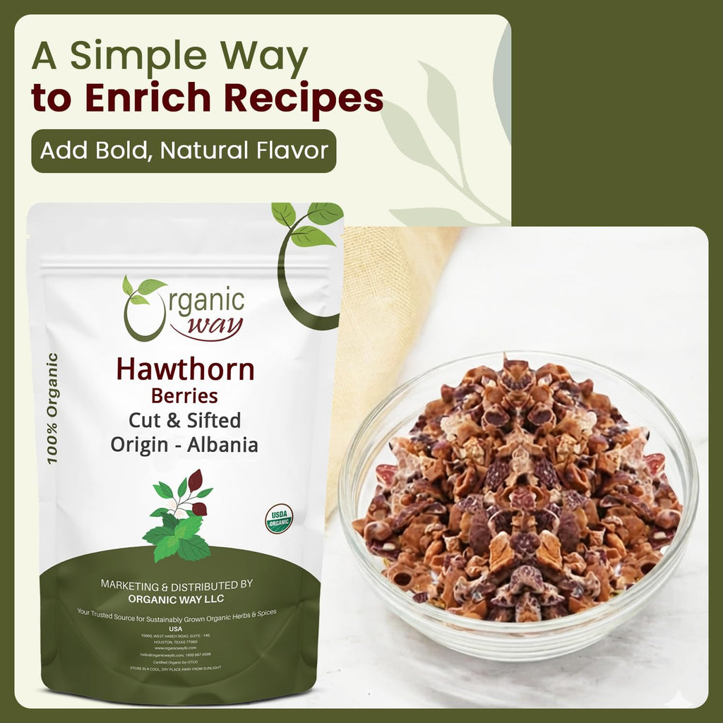 Organic Way Hawthorn Berries Cut & Sifted - Herbal Tea - Origin