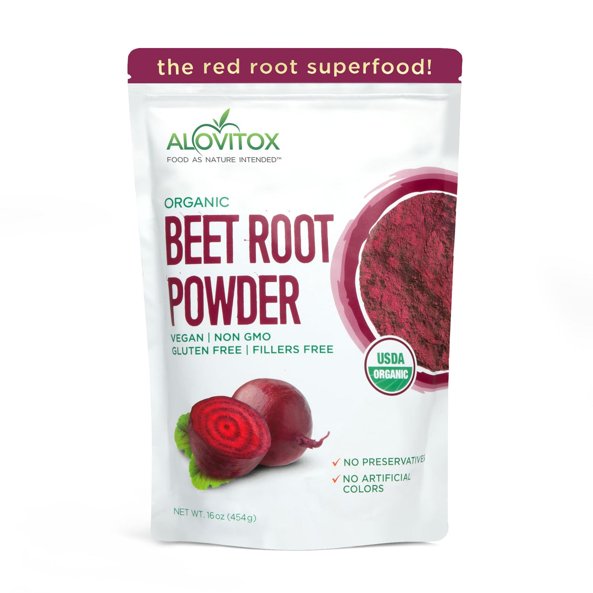 Alovitox Beet Root Powder USDA Organic - 1 Pound