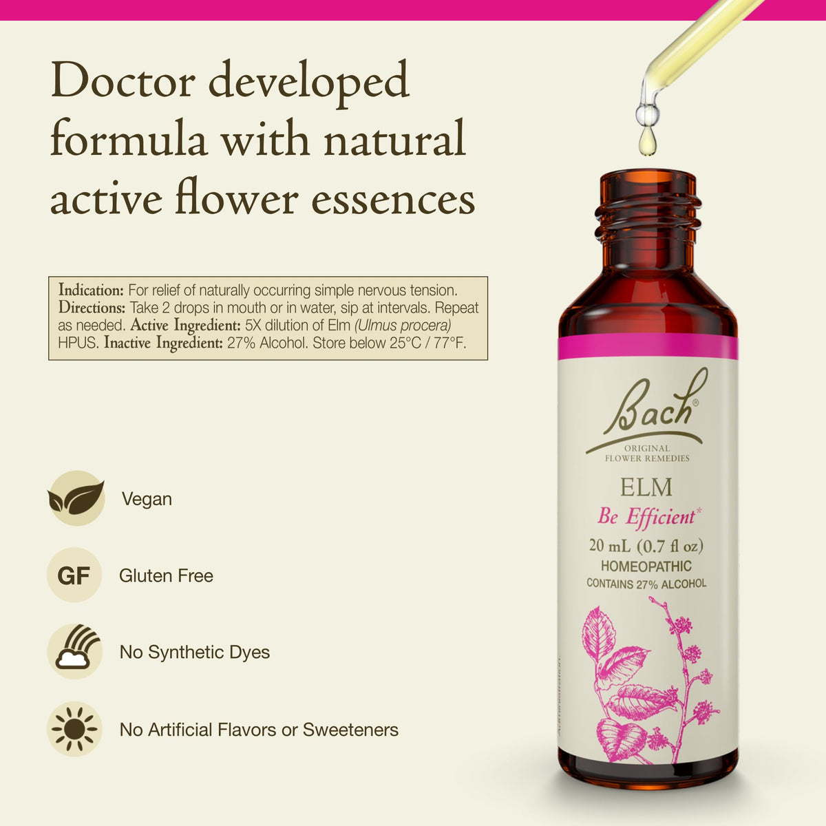 Bach Flower Remedies Elm - Be Efficient - 20mL Dropper - image 2