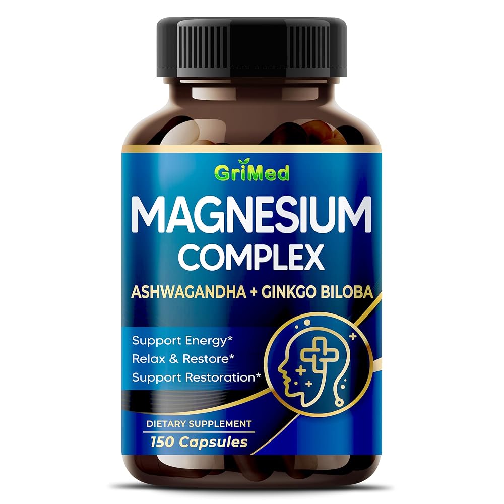 GriMed Magnesium Complex with Ashwagandha & Ginkgo Biloba - 150 Capsules