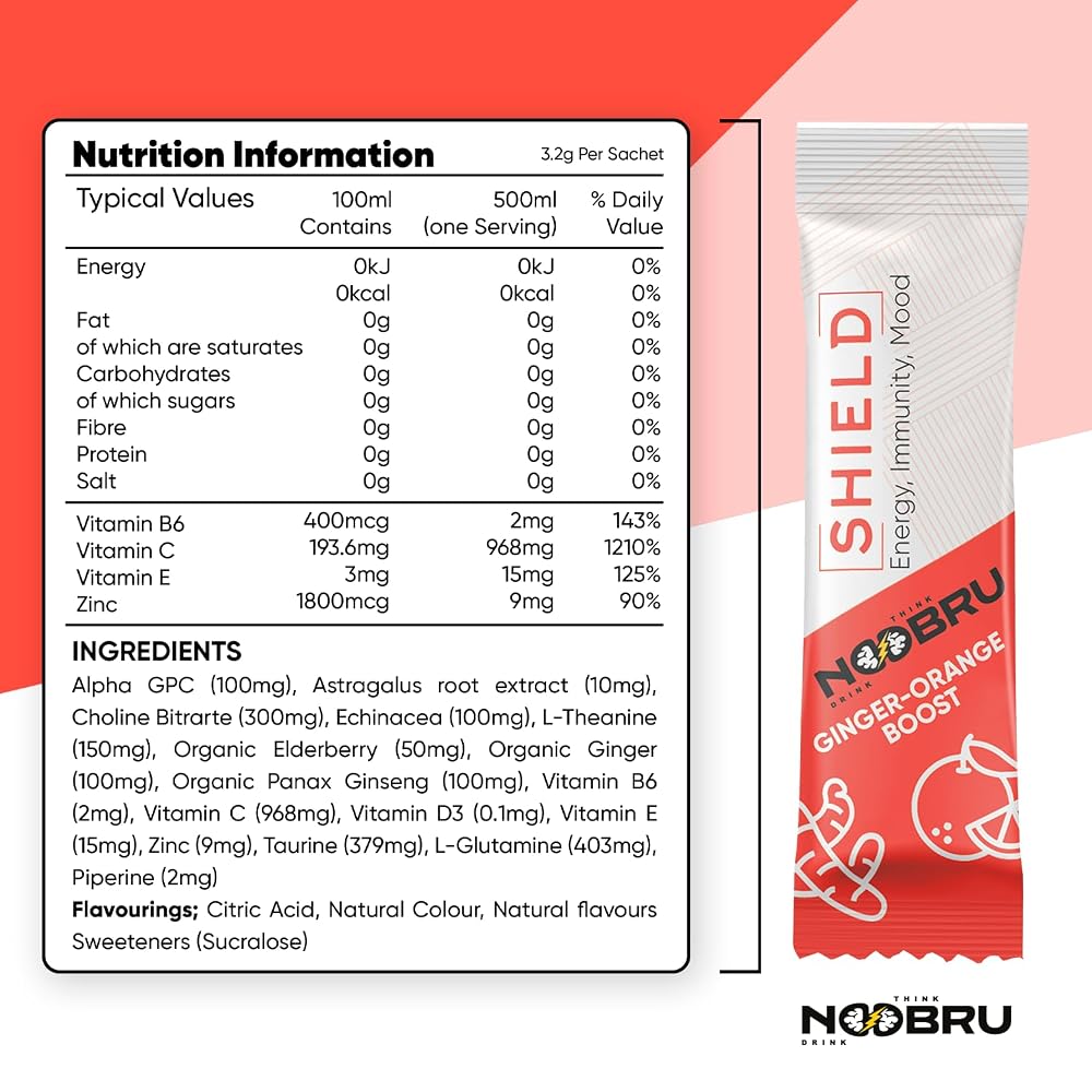 Noobru Shield Vitamin C Powder with Ginger - 20 Sachets - image 2