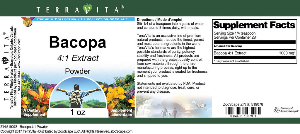 Terravita Bacopa 4:1 Extract Powder - 1 oz - image 2