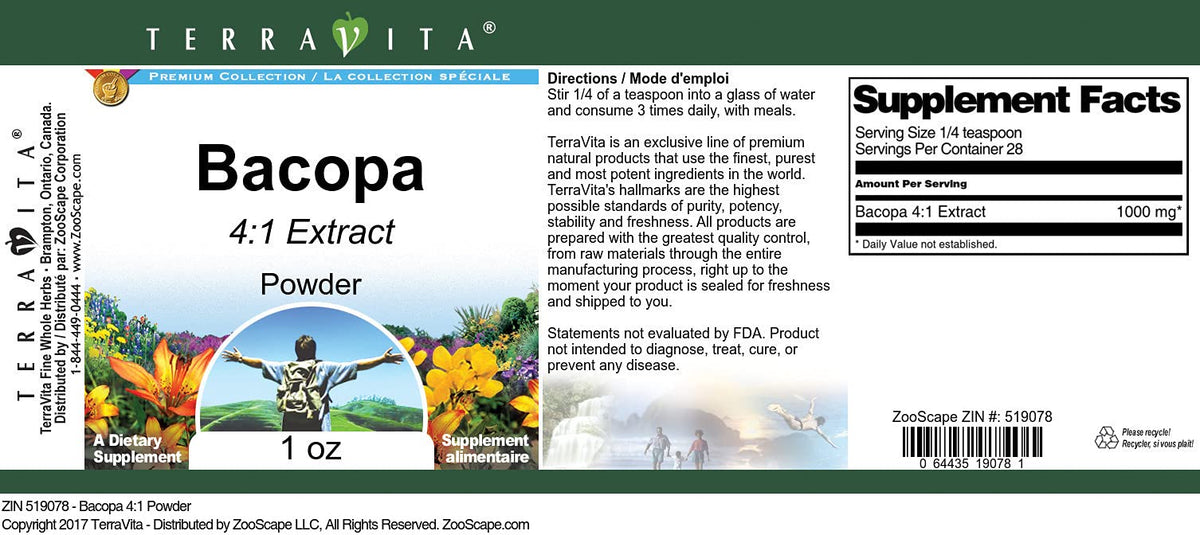 Terravita Bacopa 4:1 Extract Powder - 1 oz - image 2