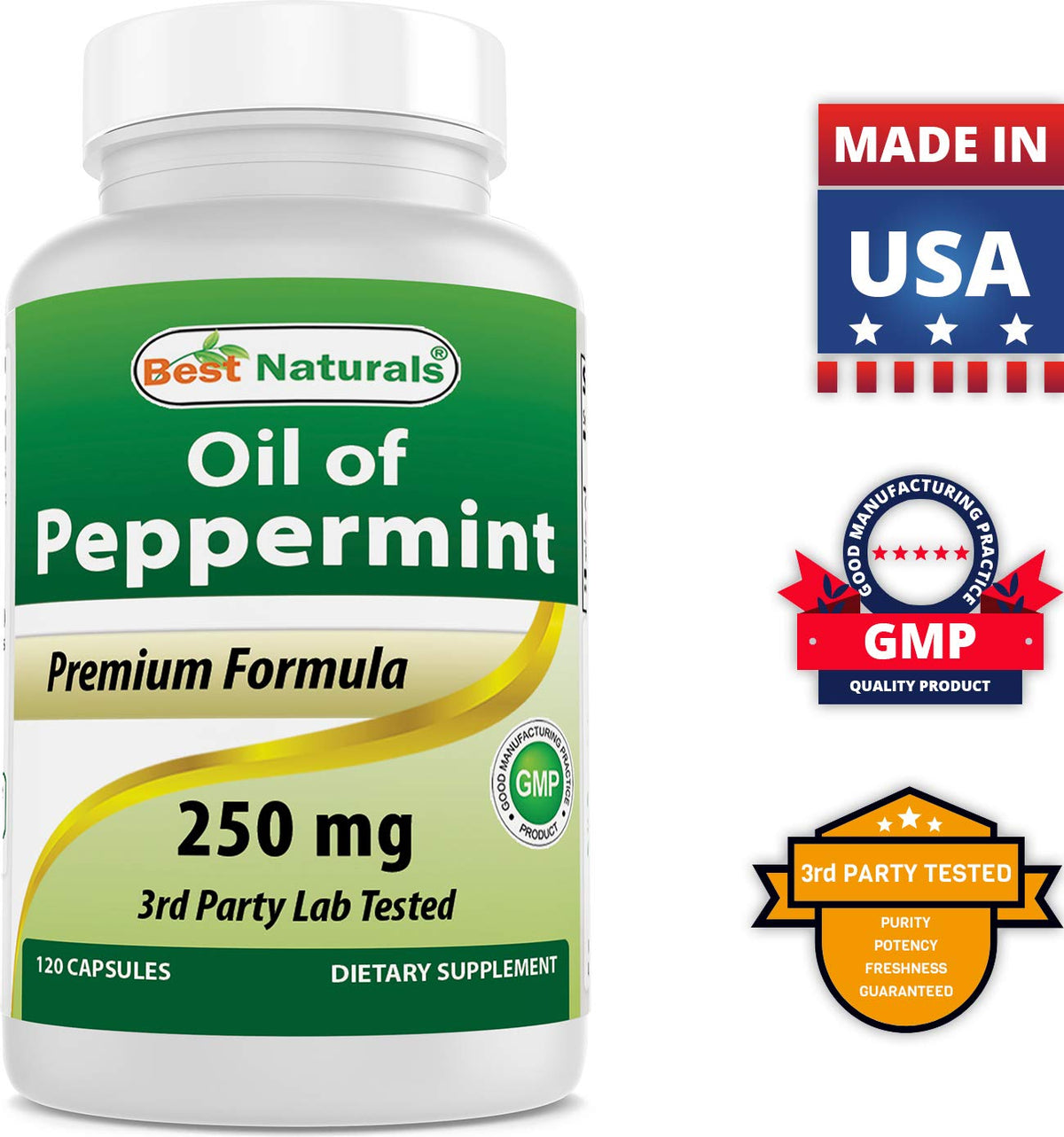 Best Naturals Peppermint Oil 250 mg - 360 Capsules - image 8