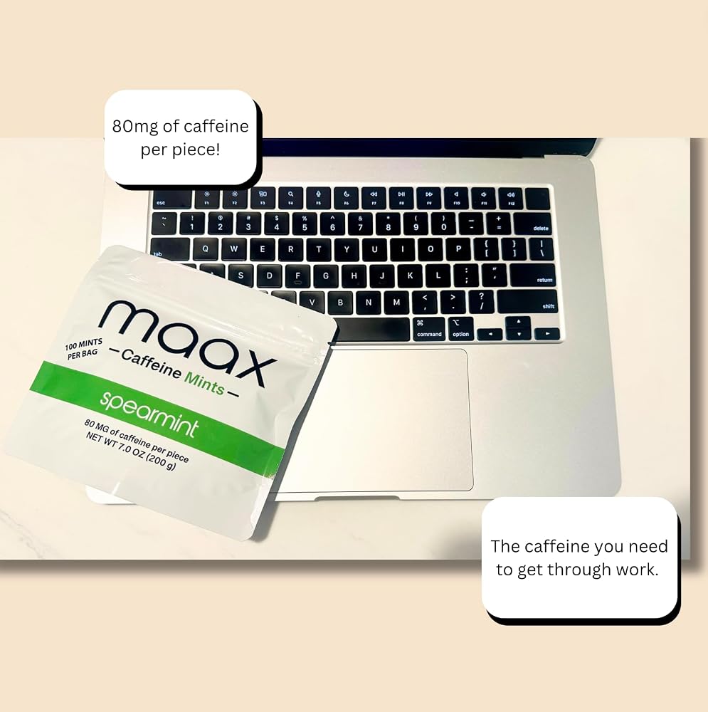 Maax Caffeine Mints Spearmint 80mg - 100 Pieces - image 4