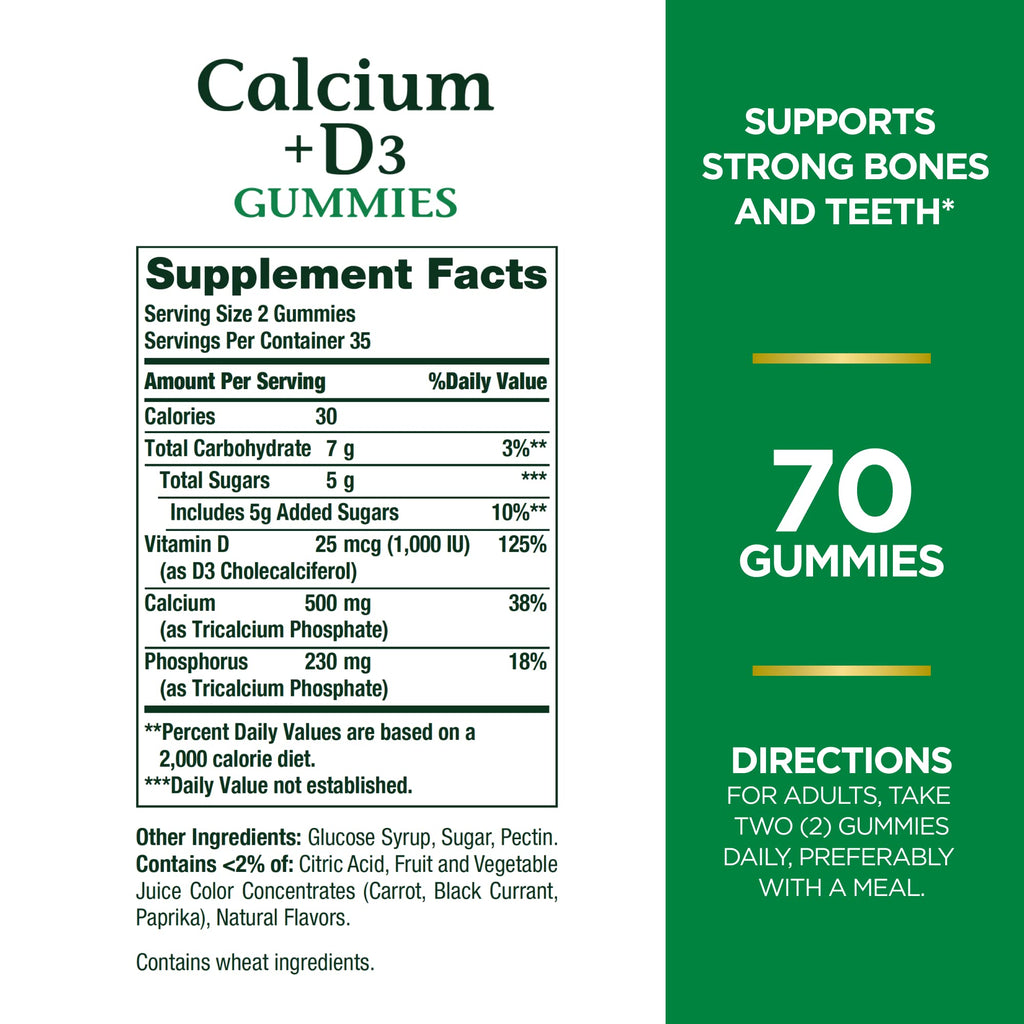 Nature's Bounty Calcium & Vitamin D3 Gummies Bone Health - 70 Count - image 2