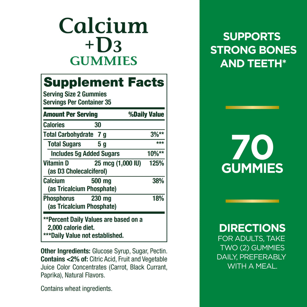 Nature's Bounty Calcium & Vitamin D3 Gummies Bone Health - 70 Count - image 2
