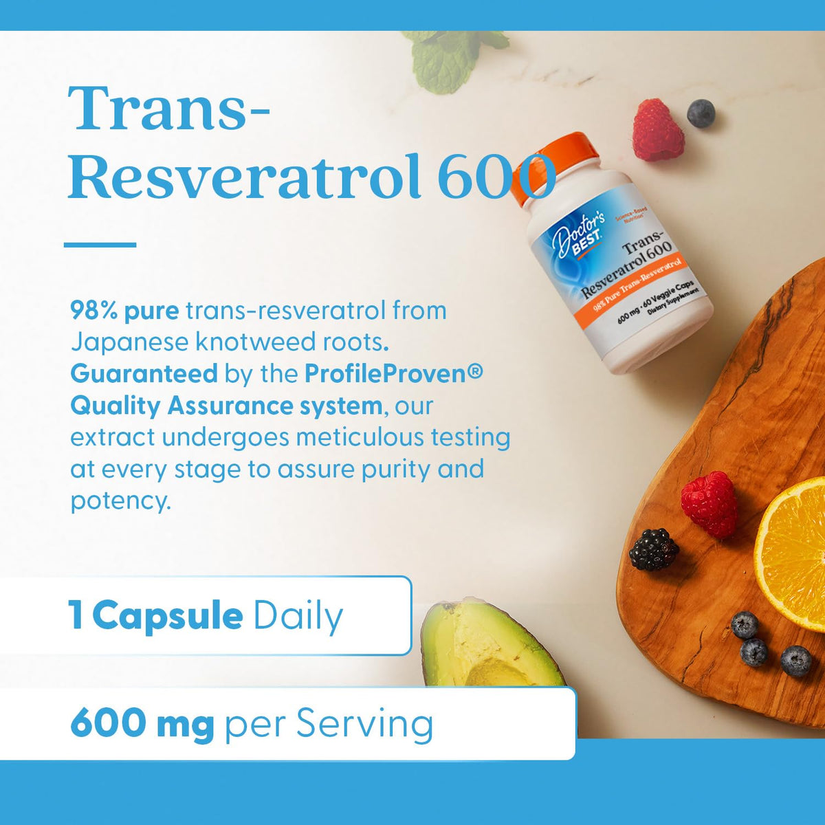 Doctor's BEST Trans Resveratrol 600 mg Antioxidant - 60 Vegetarian Capsules - image 4