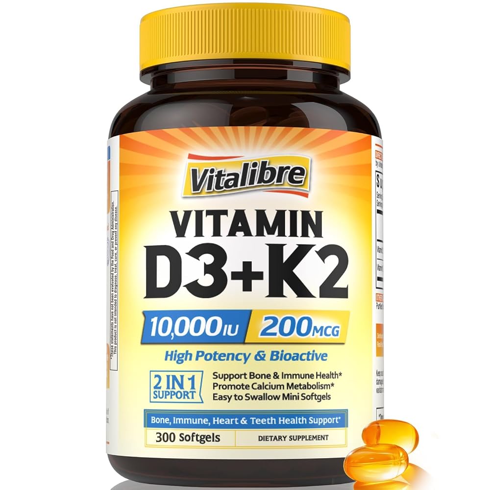 Vitalibre Vitamin D3 K2 Supplement