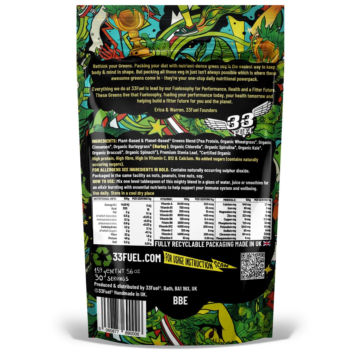 33Fuel Daily Greens Powder for Gut Health - 30 Servings - image 3