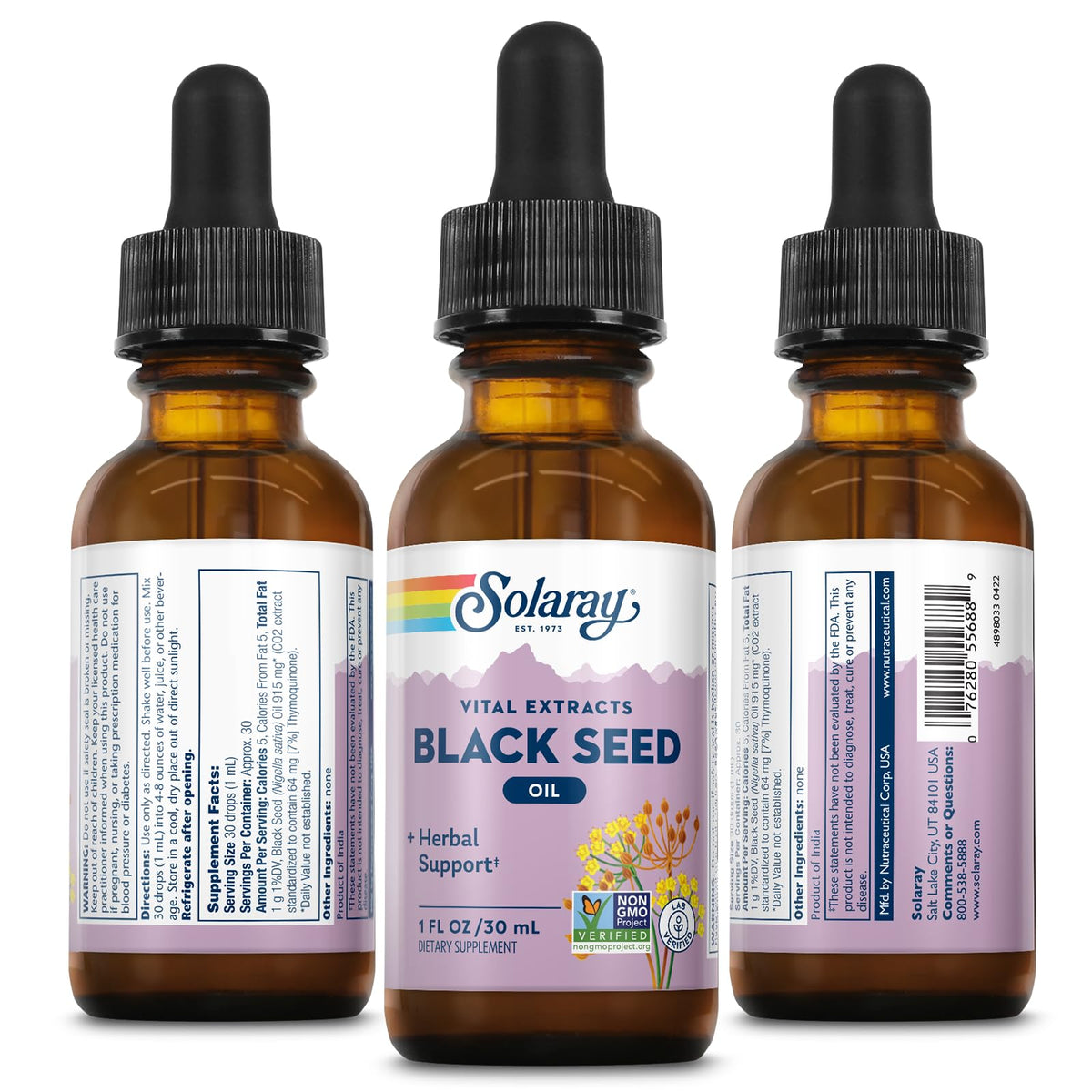 SOLARAY Black Seed Oil Extract - Cold Pressed Black Seed Oil - Super - image 2