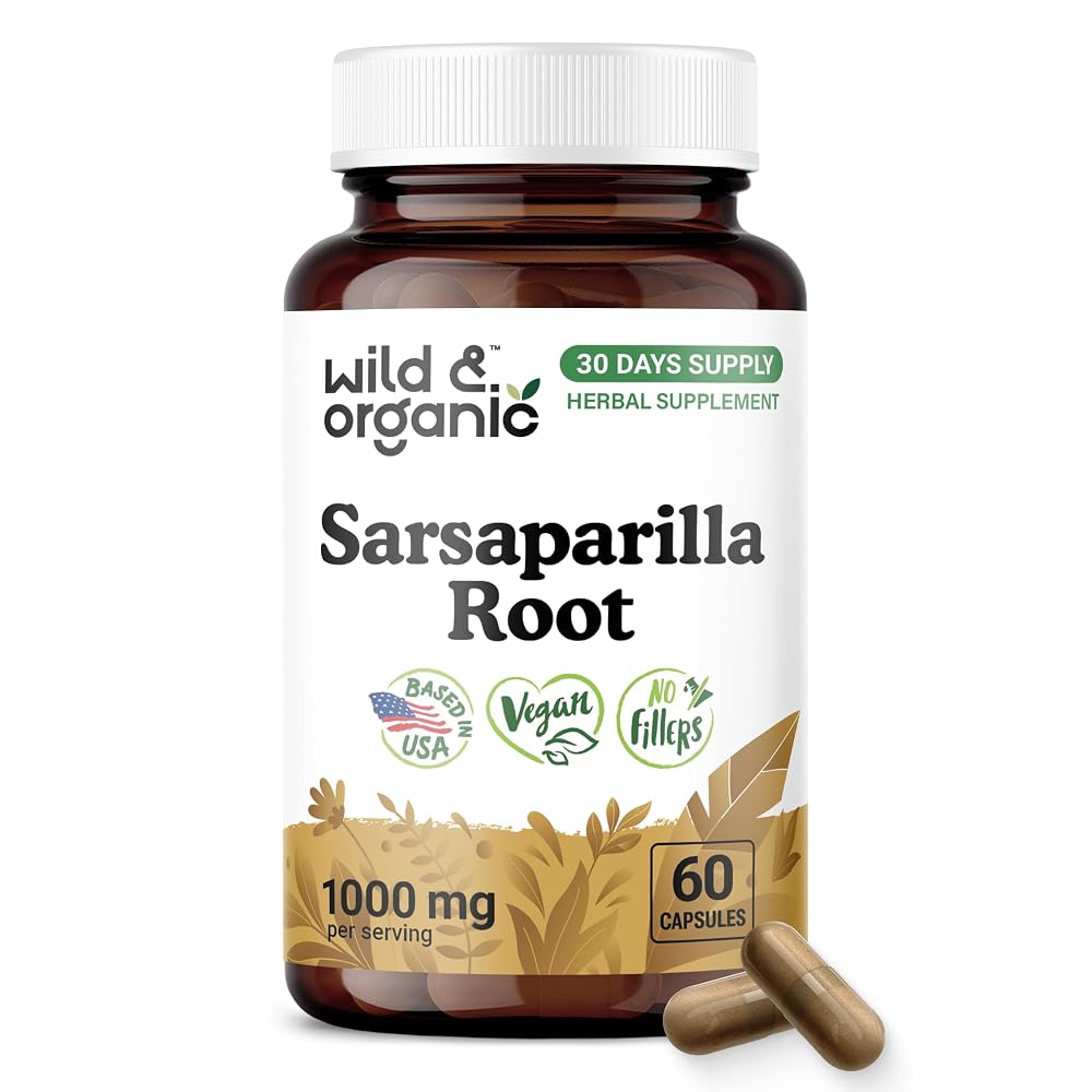 Wild & Organic Sarsaparilla Root 1000mg Capsules - Skin & Detox