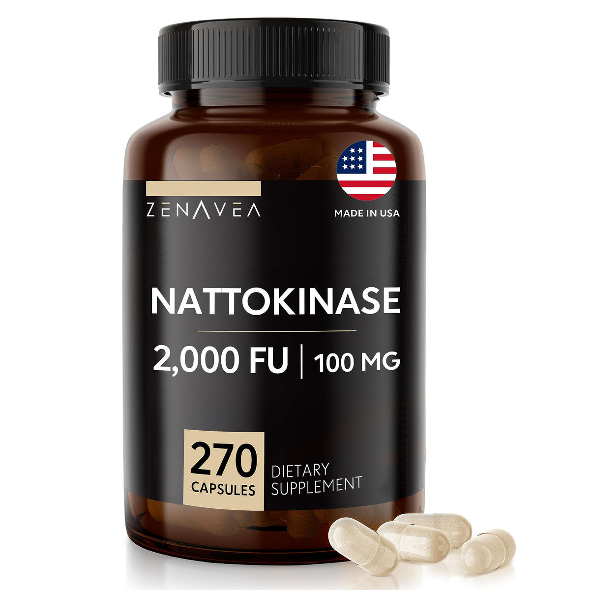 Zenavea Nattokinase 2000 FU Enzyme - 270 Capsules