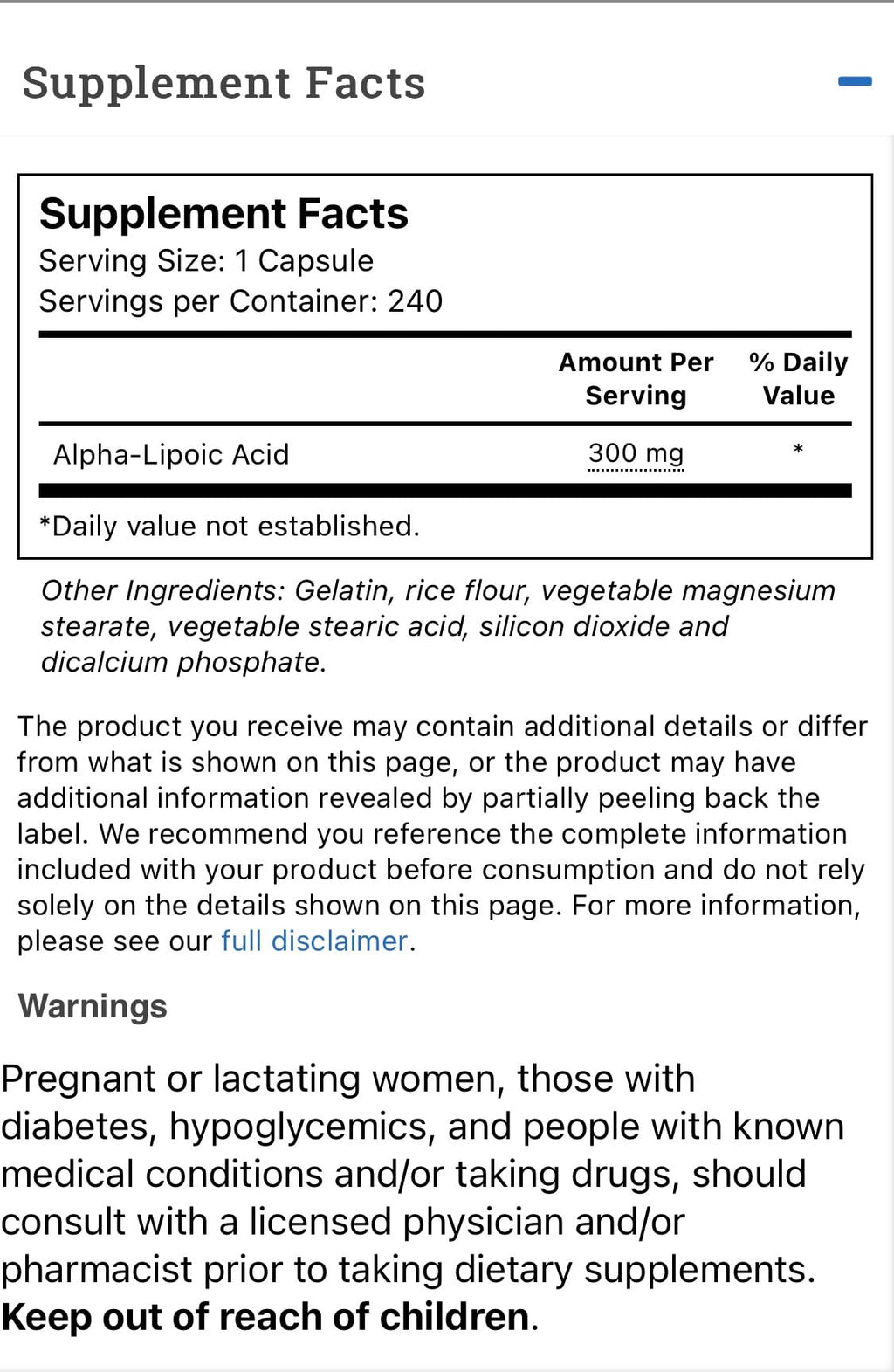 Vitacost Alpha Lipoic Acid 300 mg Antioxidant Support - 240 Capsules - image 2