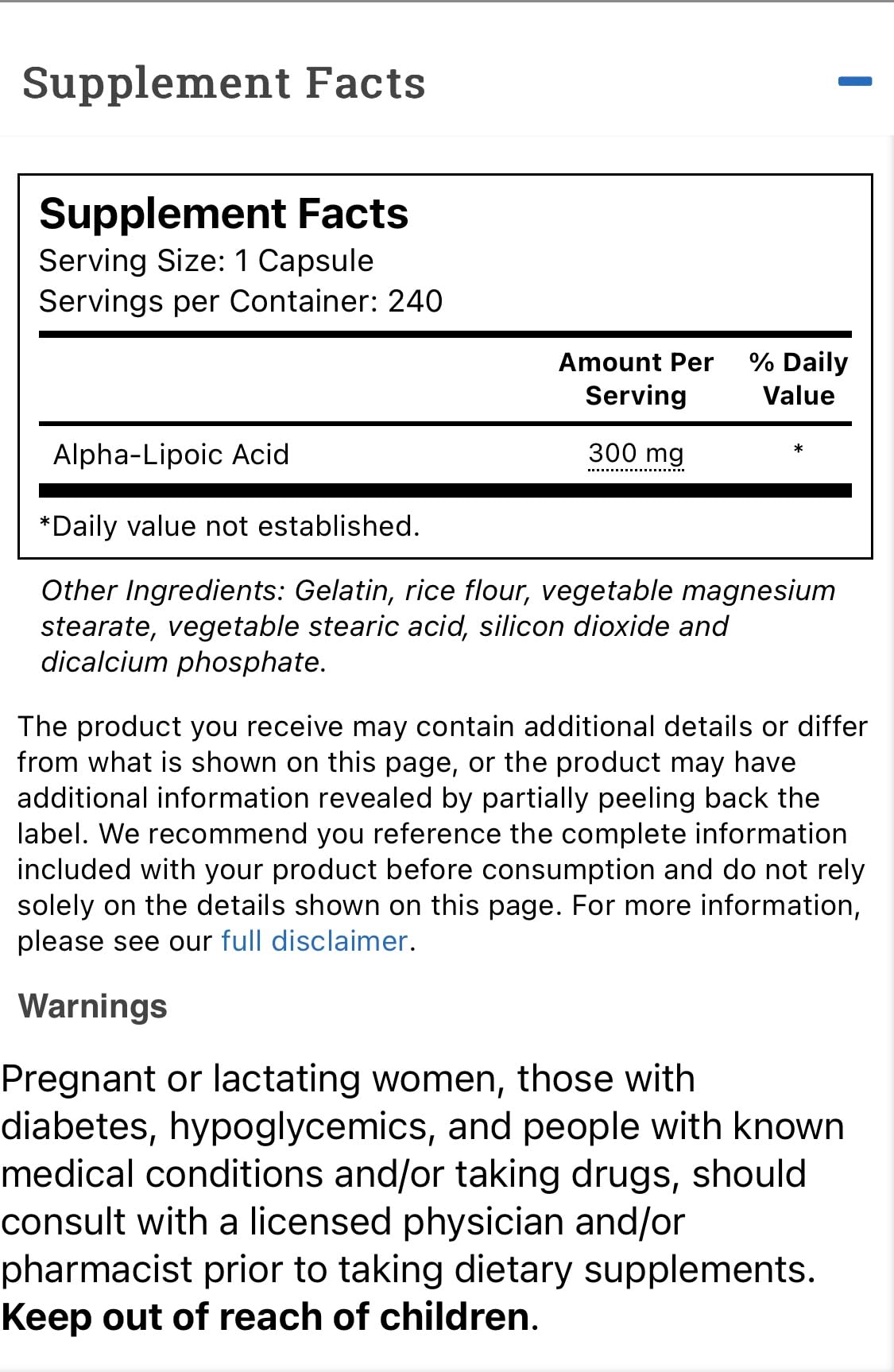 Vitacost Alpha Lipoic Acid 300 mg Antioxidant Support - 240 Capsules - image 2