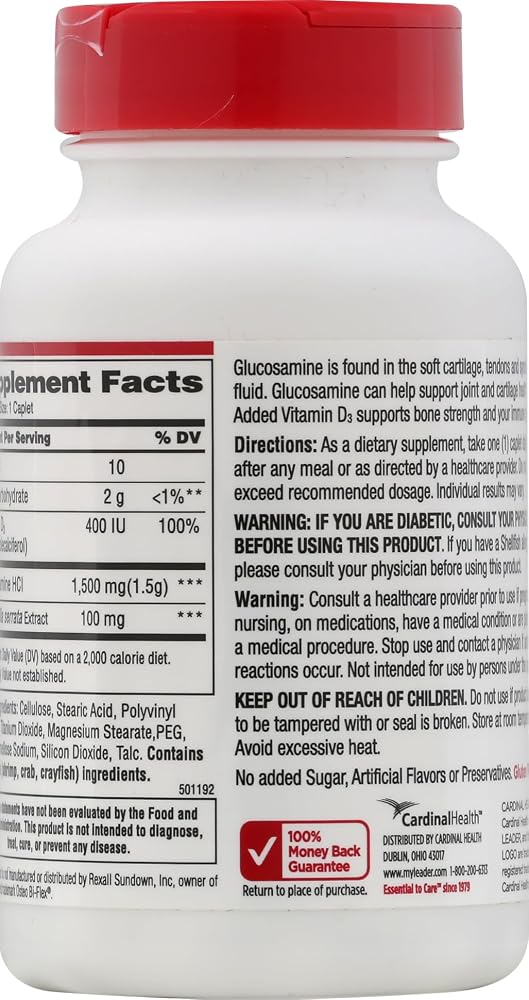 Leader Glucosamine with Vitamin D One Per Day - 120 Caplets - image 3