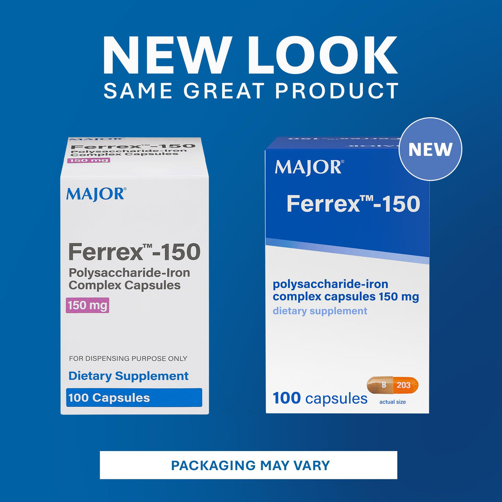 MAJOR Ferrex-150 Polysaccharide-Iron Complex - 100 Capsules - image 3