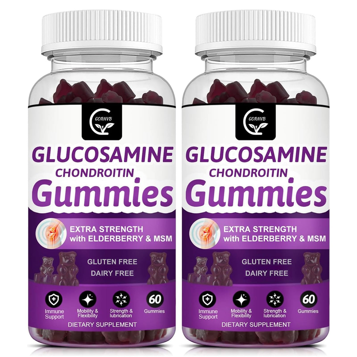 GORNVB Glucosamine Chondroitin Gummies with MSM & Elderberry Extra