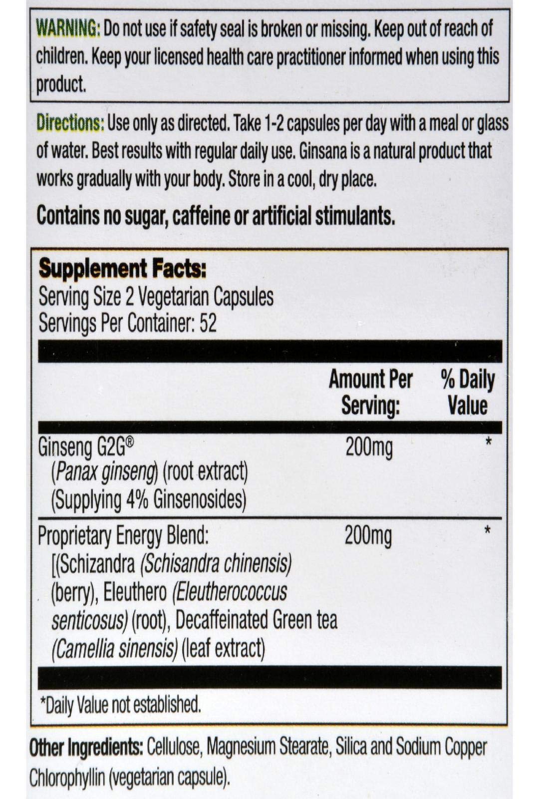 Body Gold Ginsana Energy Panax Ginseng Extract - 105 Vegetarian Capsules - image 2