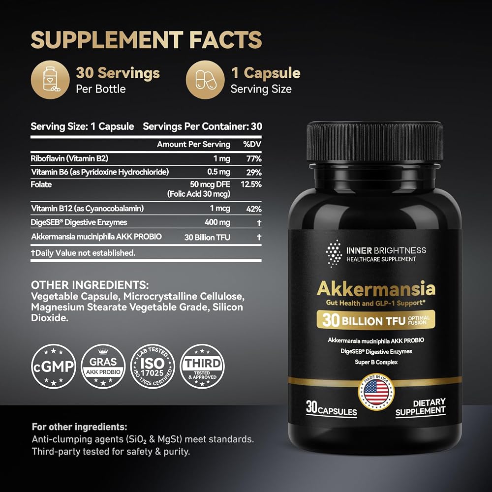 Inner Brightness Akkermansia Probiotic for Gut Health - 30 Capsules - image 3