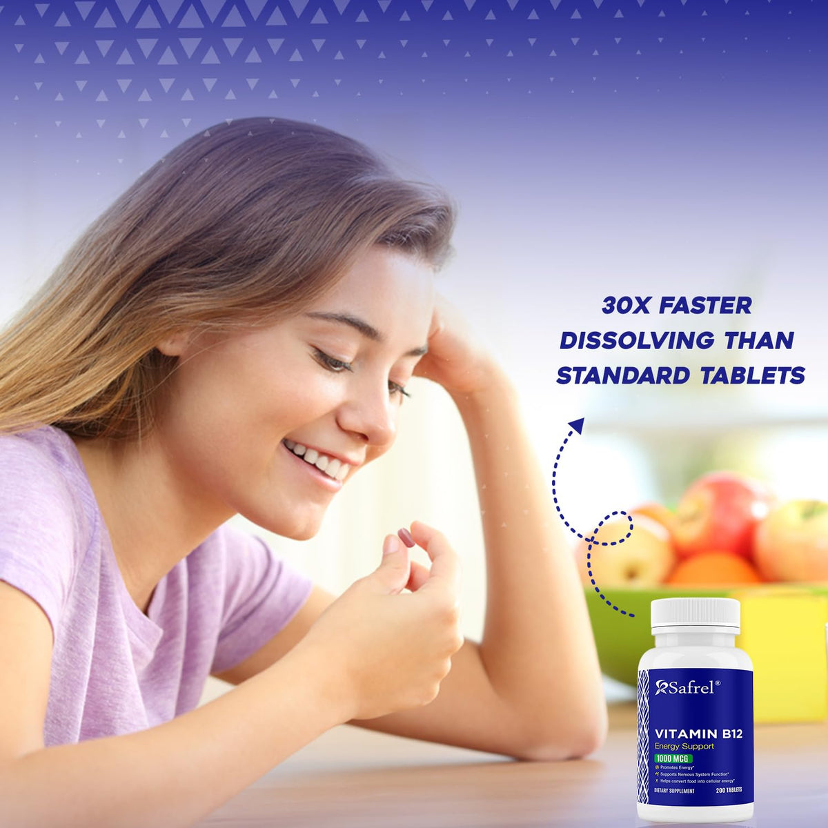 Safrel Vitamin B12 1000 mcg Tablets for Energy - 200 Count - image 6