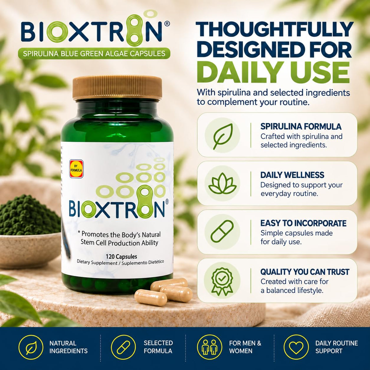 Bioxtron Natural AFA Stem Cell Supplement - Joint Support & Muscle