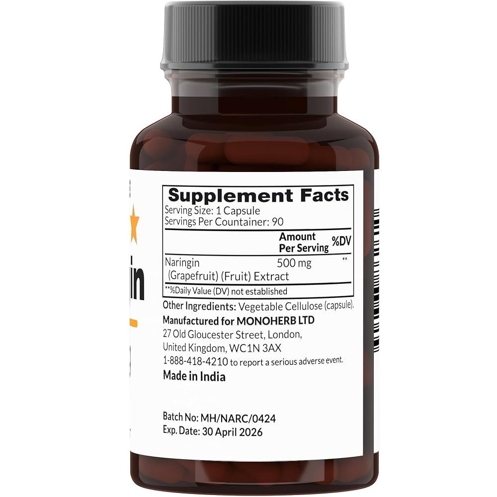 MONOHERB Naringin 500 mg - 90 Vegetarian Capsules - image 2