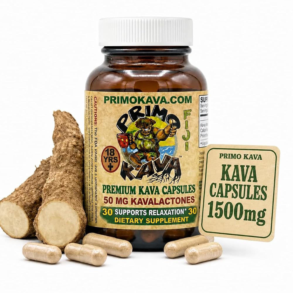 PRIMO KAVA Kava Capsules 50mg Calm and Relaxation - 30 Count