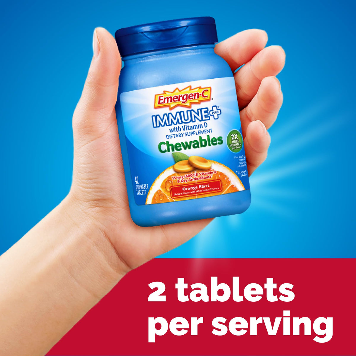 Emergen-C Vitamin C 1000mg Immune+ Chewables Orange - 42 Tablets - image 4