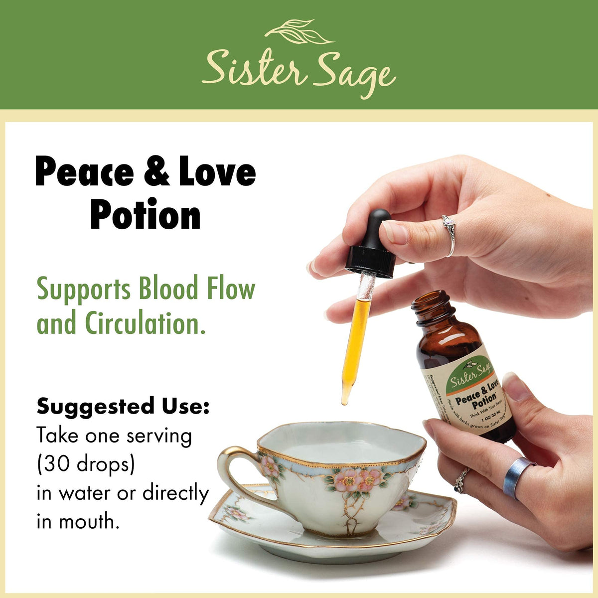 SISTER SAGE Peace & Love Potion, Natural Hawthorn Tincture