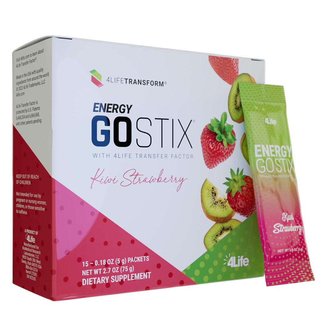 4Life Energy Go Stix Kiwi Strawberry Drink Mix with Amino Acids - 15 Packets
