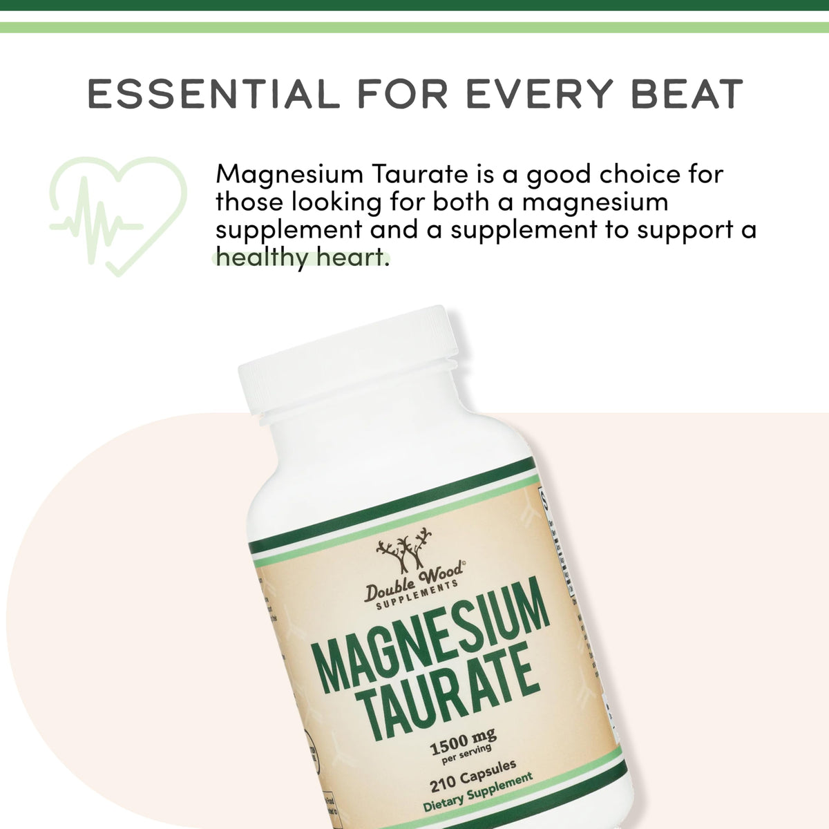 Double Wood Supplements Magnesium Taurate Supplement for Cardiovascular Health