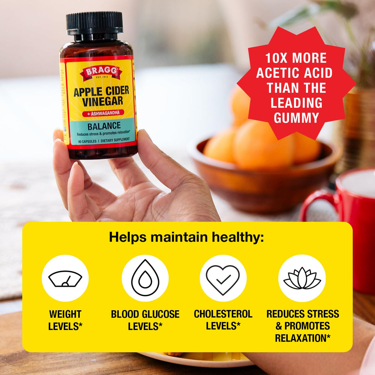 BRAGG Balance Apple Cider Vinegar Capsules with Ashwagandha - 90 Capsules - image 2