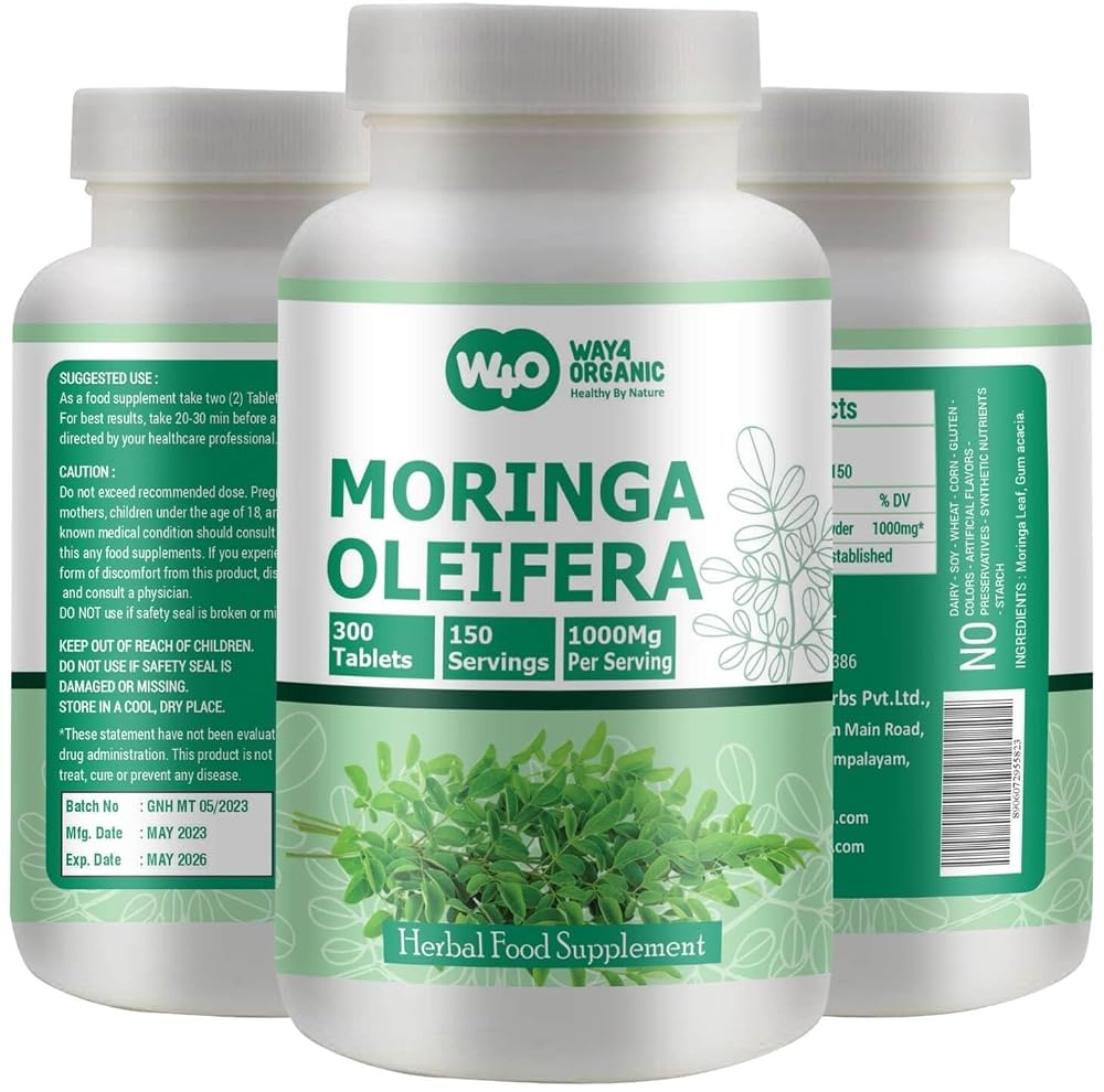 WAY 4 ORGANIC W4O Moringa Leaf Powder Capsules - 300 Pills - image 2