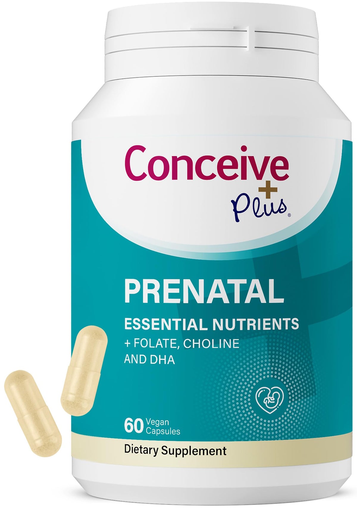 CONCEIVE PLUS Prenatal Supplement with DHA & Folic Acid - 60 Capsules