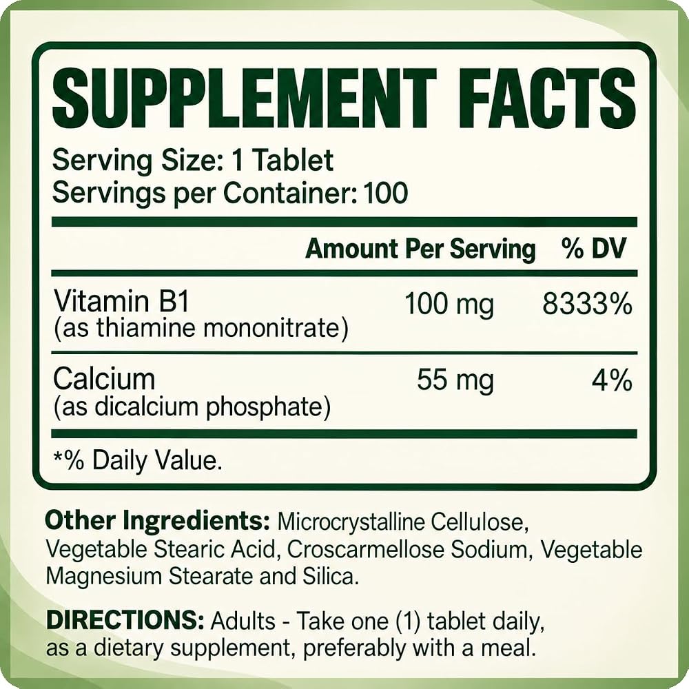 ALFA VITAMINS Vitamin B-1 100 mg - 100 Tablets - image 3