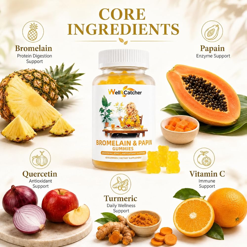 Wellcatcher Bromelain & Papain Gummies 500mg - 60 Count - image 5
