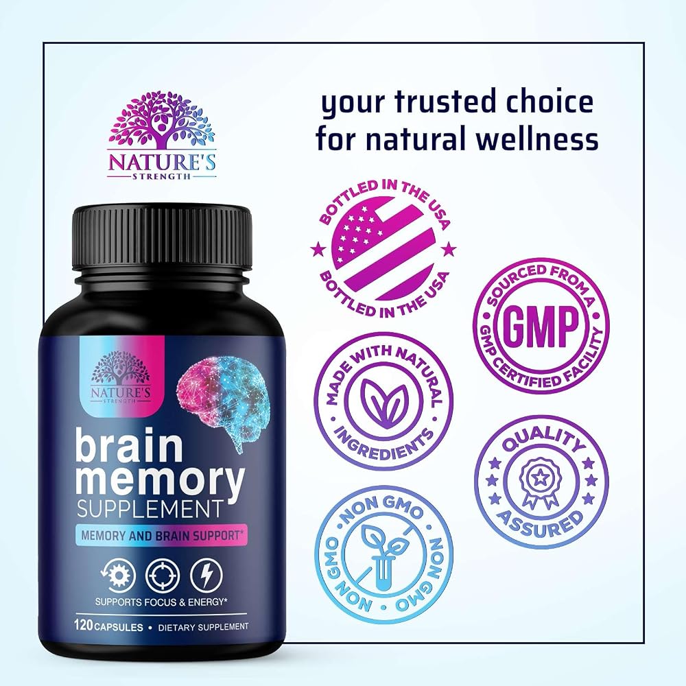 Nature's Strength Brain Memory Supplement Pills - 3X Strength