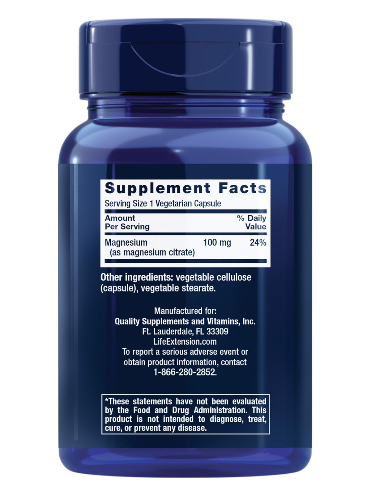 Life Extension Magnesium Citrate 100 mg Vegetarian Capsules - 100 Count - image 2