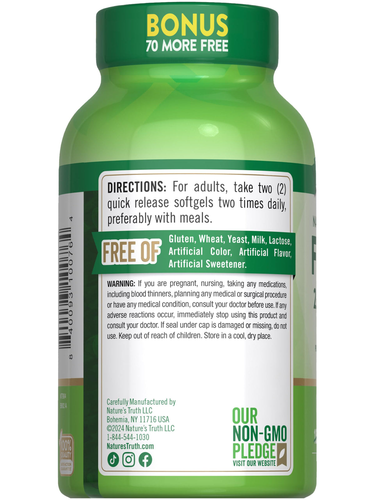 Nature's Truth Fish Oil 2000 mg Omega-3 - 250 Softgels - image 7
