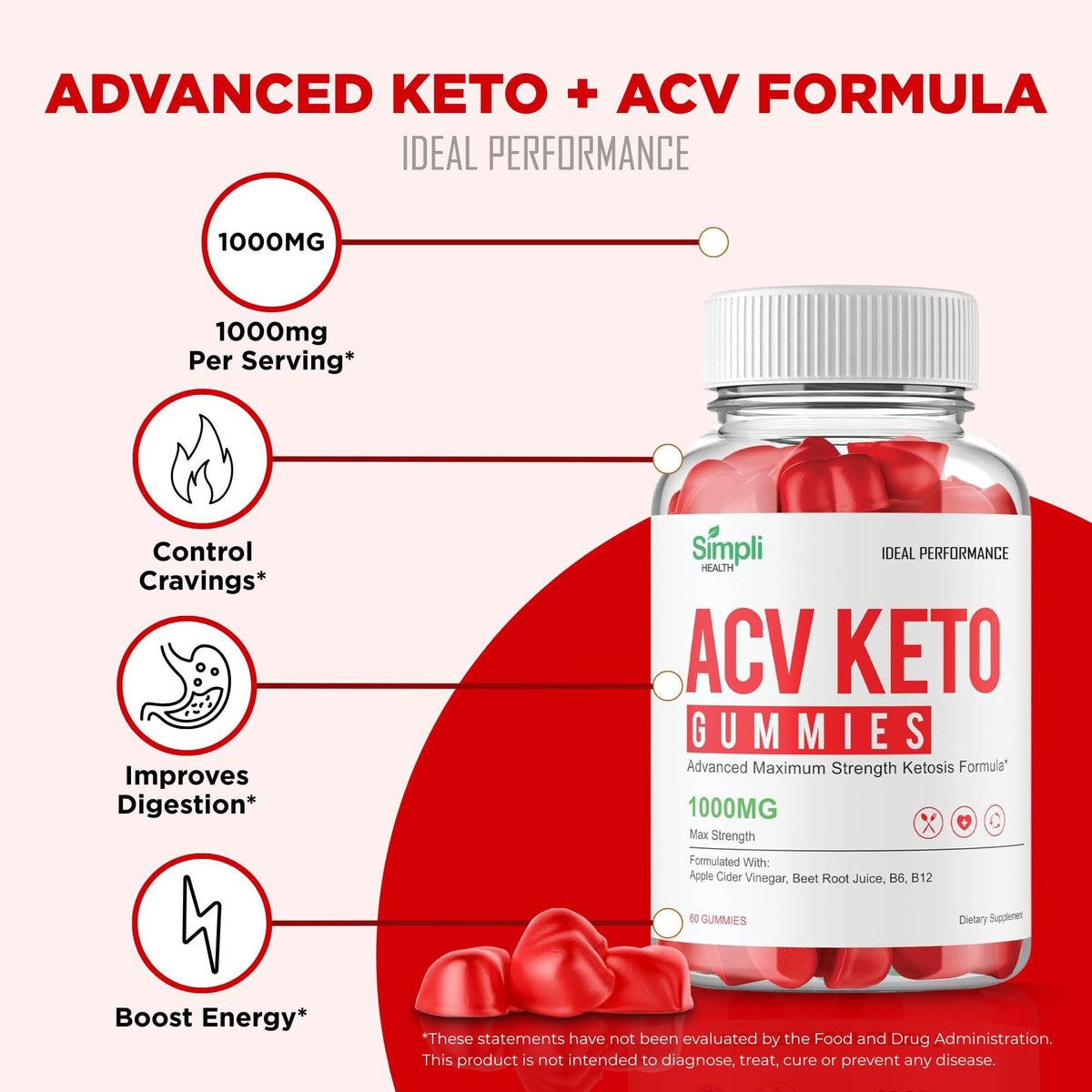 IDEAL PERFORMANCE Simpli ACV Keto Gummies Extra Strength - 120 Gummies - image 4