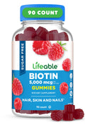 Lifeable Sugar Free Biotin Gummies 5000mcg Hair, Skin & Nails - 90 Count