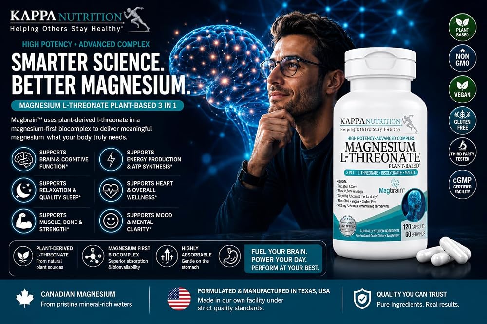 KAPPA NUTRITION Magnesium L-Threonate Plant-Based 3 in 1