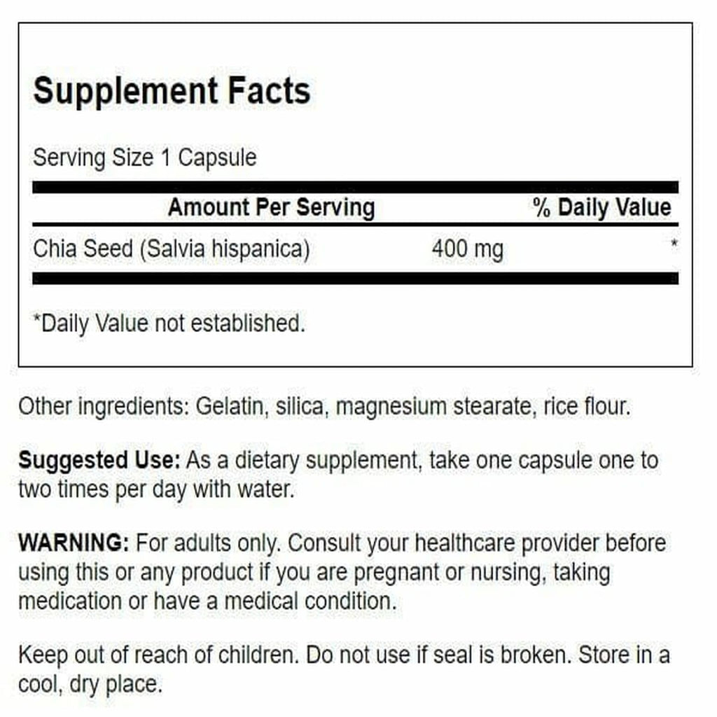 Swanson Full Spectrum Chia Seed 400 mg for Energy - 60 Capsules - image 2