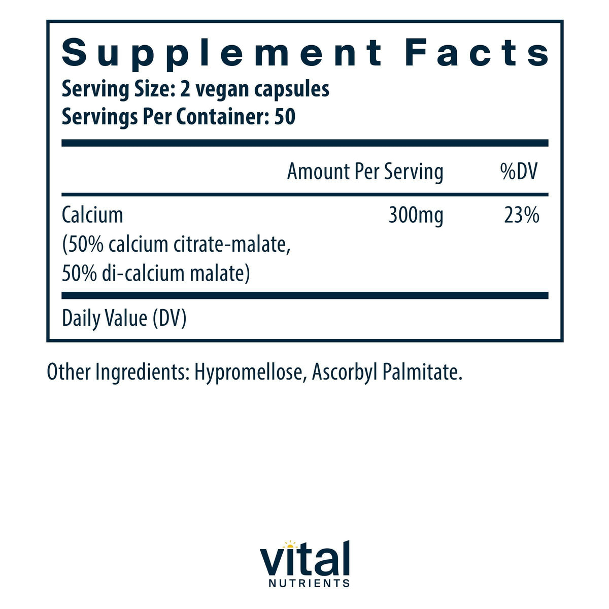 Vital Nutrients Calcium Citrate/Malate 150 mg - 100 Vegetarian Capsules - image 2
