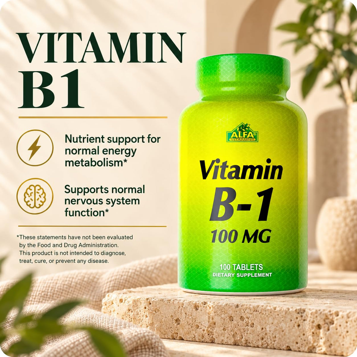 ALFA VITAMINS Vitamin B-1 100 mg - 100 Tablets - image 2
