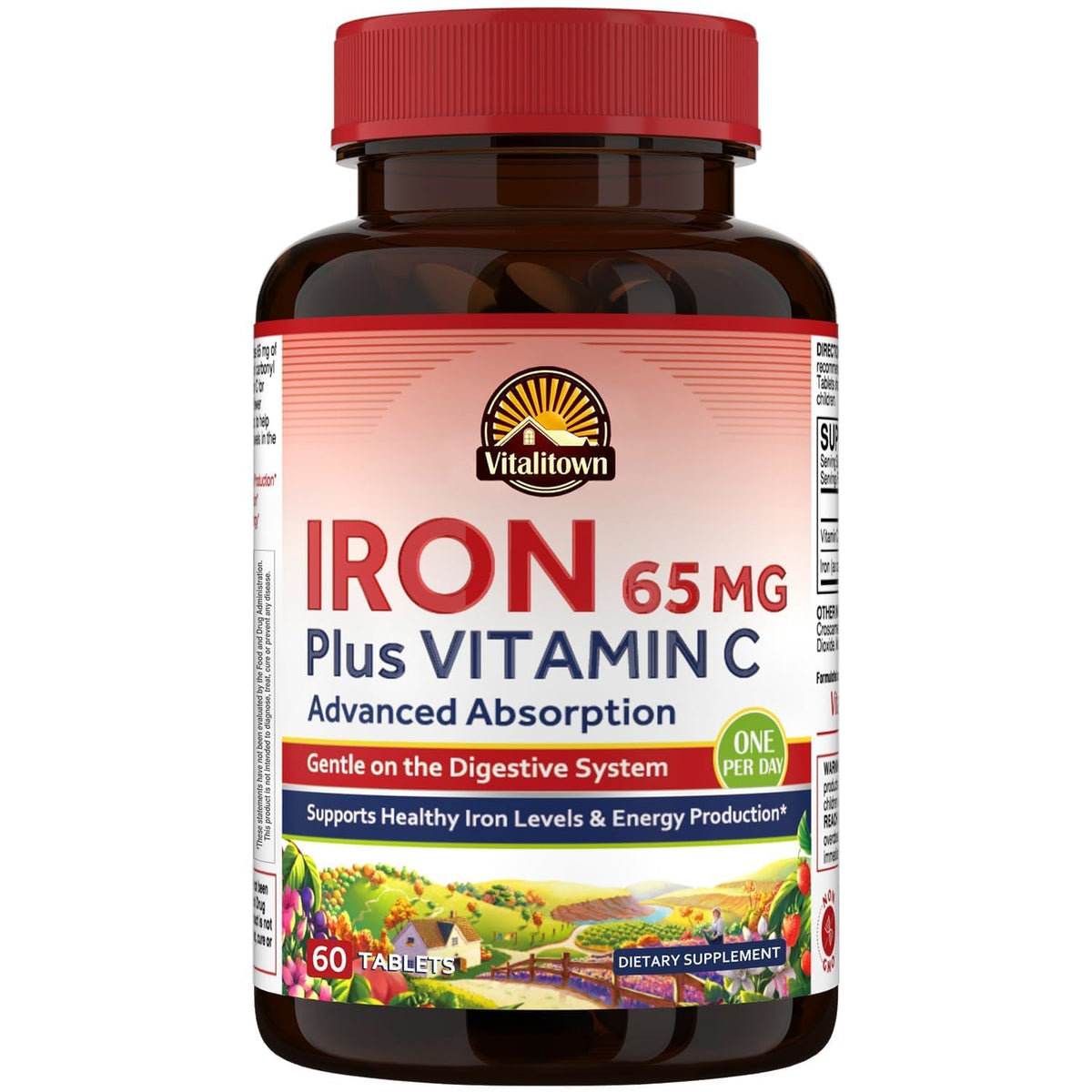 Vitalitown Iron Supplement 65mg with Vitamin C - 60 Tablets