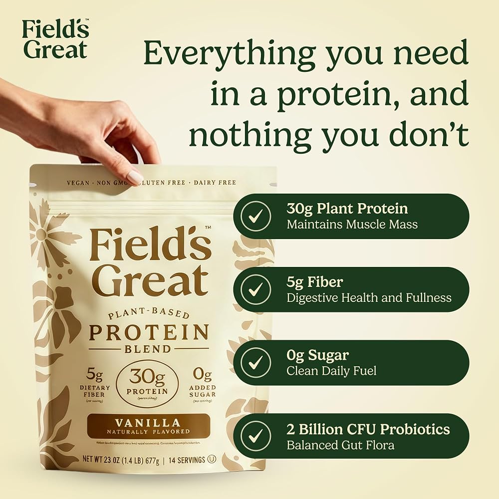 Field's Great Plant-Based Protein with Fiber for Muscle Maintenance